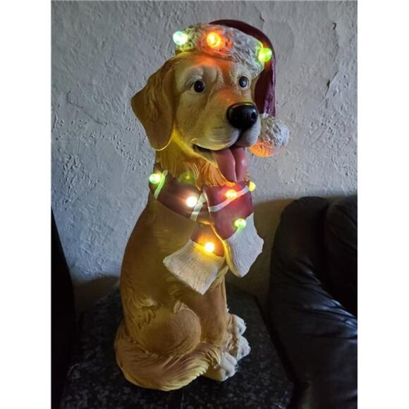 Christmas Holiday 28" Color-Changing LED Dog Statuary - Picture 7 of 9